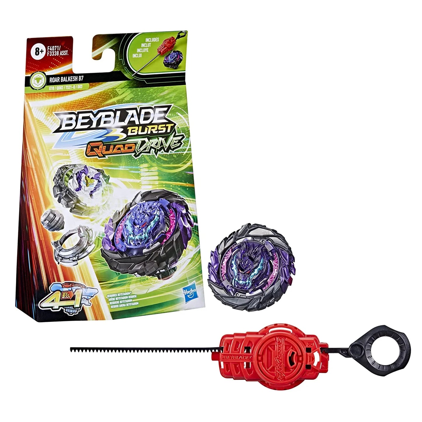 Beyblade Burst QuadDrive Roar Balkesh B7 Spinning Top Starter Pack With Launcher For Kids Ages 8 And Up
