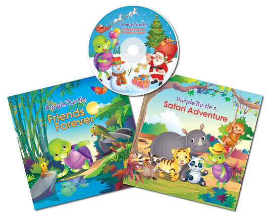 2 Children’s Books Get 1 Free CD of Animated Stories/Rhymes Videos | Age : 3 Years+ by Purple Turtle