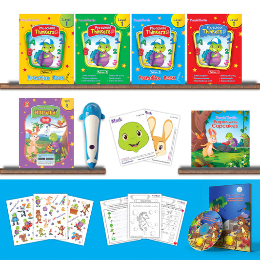 Preschool Kit with Talking Pen Level 1 | Age : 4 Years+ , Nursery Kids by Purple Turtle