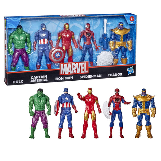 Marvel 6 Inch Super Heroes Iron Man, Spider-Man, Captain America, Hulk, Thanos Action Figure, Pack Of 5