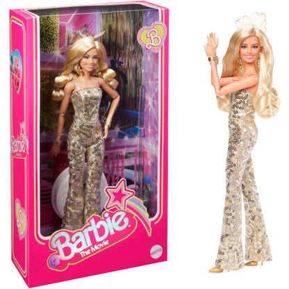 Barbie the Movie Collectible Doll, Margot Robbie As Barbie In Gold Disco Jumpsuit | Age :  3 Years + by Mattel