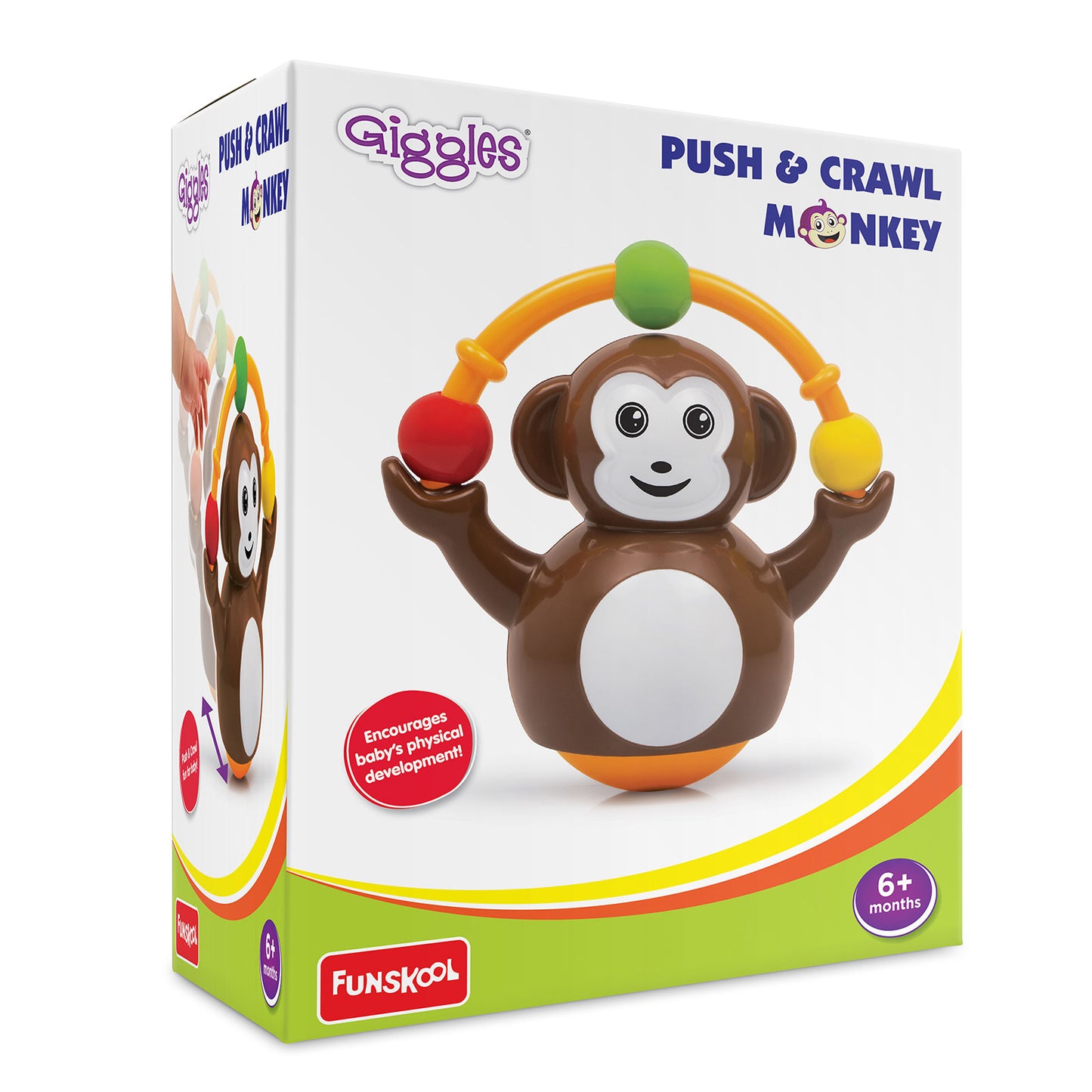 Giggles Push N Crawl Monkey | Age :  0 Years + by Funskool