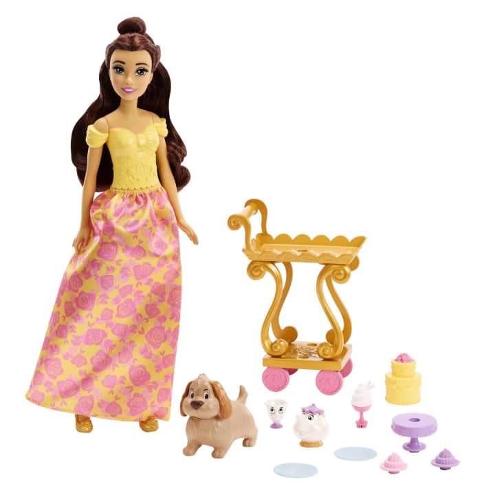 Disney Princess Toys, Belle’S Tea Time Cart Doll and Playset | Age :  3 Years + by Mattel