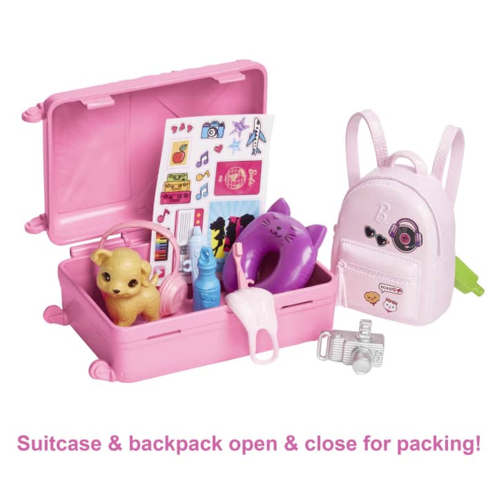 Barbie Doll and Accessories, Travel Set With Puppy | Age :  3 Years + by Mattel
