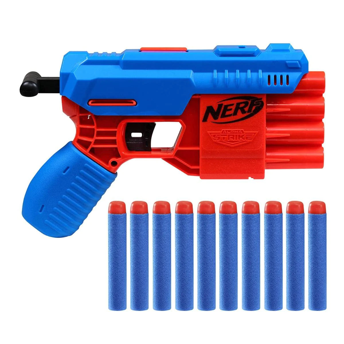 Nerf Alpha Strike Fang QS-4 Blaster, 4-Dart Blasting Fire 4 Darts In A Row, 10 Official Nerf Elite Darts Easy Load-Prime-Fire