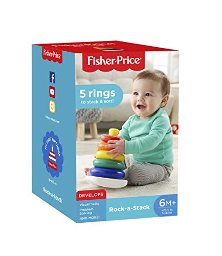 Rock-a-Stack - Classic stacking toy with 5 colorful rings to grasp, shake, and stack | Age :  0-3 Years by Fisher-price