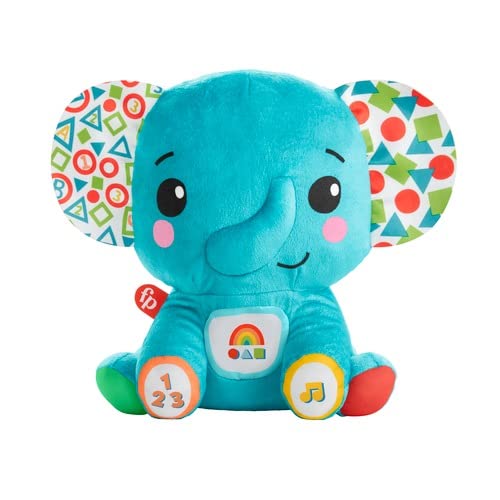 Lights & Learning Elephant | Plush Musical Toy | Educational Content for Infants and Toddlers | Age :  6 Months + by Fisher Price