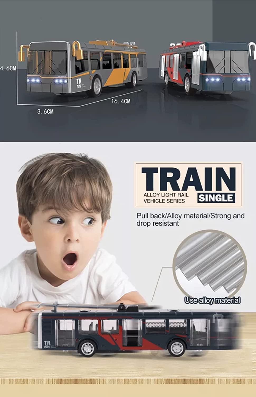 Pull Back Bus with Music & Light | Die Cast Metal Bus | Age : 6 Months+