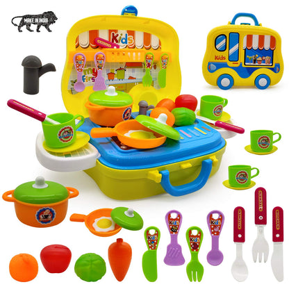 Ultimate Kid Chef Bring Along Kitchen Cooking Suitcase Set (25 Pieces) | Pink | Age : 18 Months+
