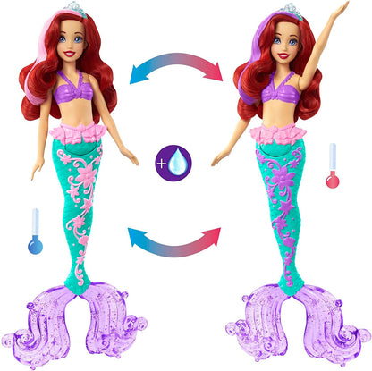 Disney Princess Toys, Ariel Mermaid Doll with Color-Change Hair and Tail, Color Splash Water Toy Inspired by the Disney Movie | Age :  3 Years + by Mattel