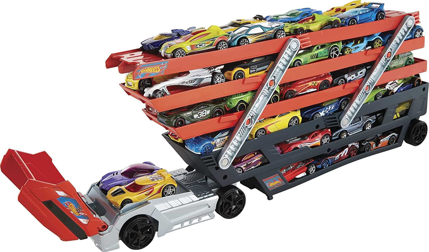 Hot Wheels Plastic Mega Hauler Truck, Stores More Than 50 Cars | Age :  3 Years + by Mattel