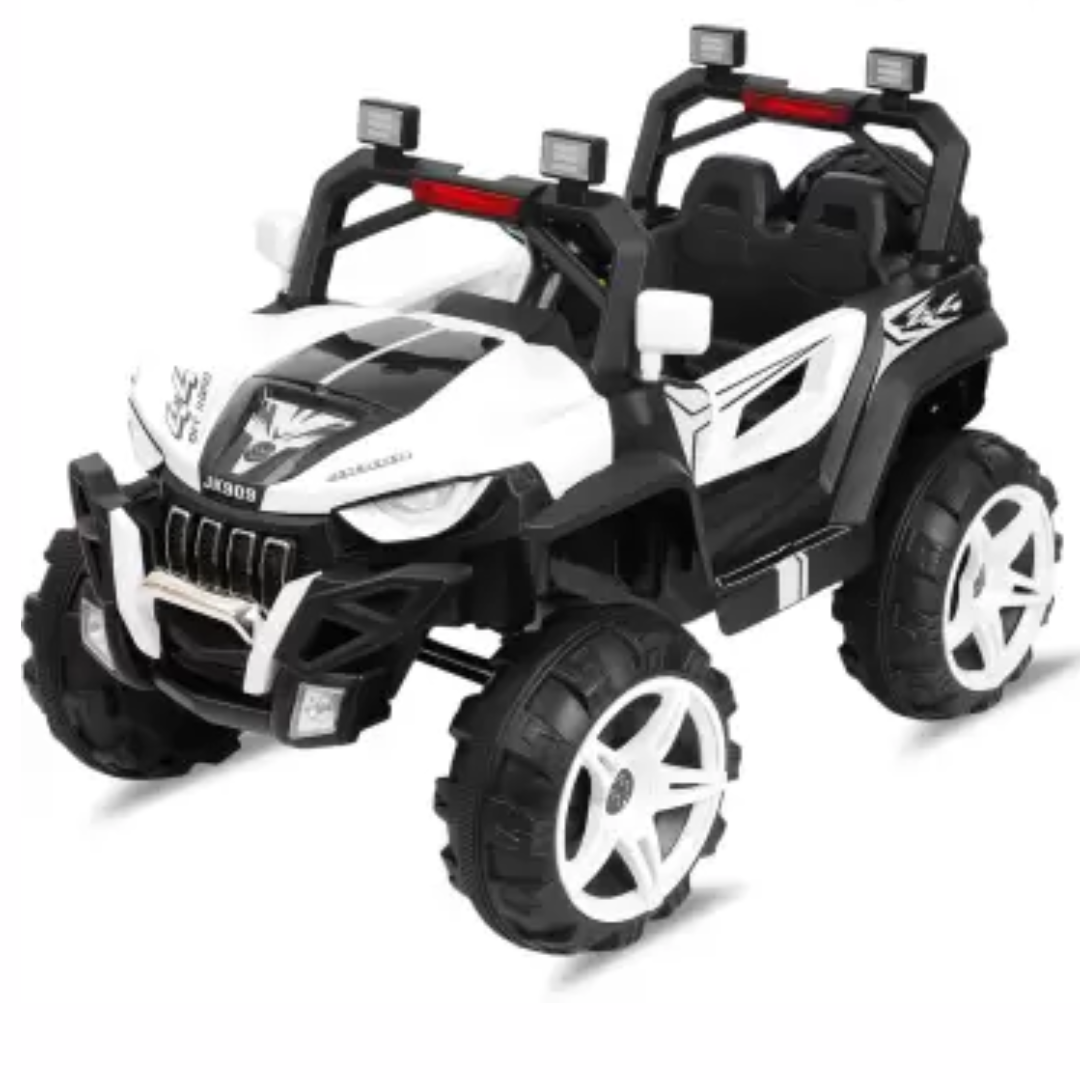 Jk 909 Electric Rechargeable Jeep | Remote Control and Led Lights | Battery Operated | White | Age : 3 years +