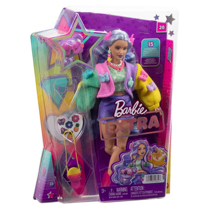 Barbie Extra Doll With Pet Koala, Wavy Lavender Hair, Butterfly Sweater Outfit And Accessories  | Age :  3 Years + by Mattel
