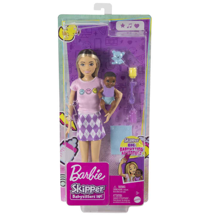 Barbie Skipper Doll with Baby Figure and 5 Accessories, Babysitters Inc. Playset | Age :  3 Years + by Mattel